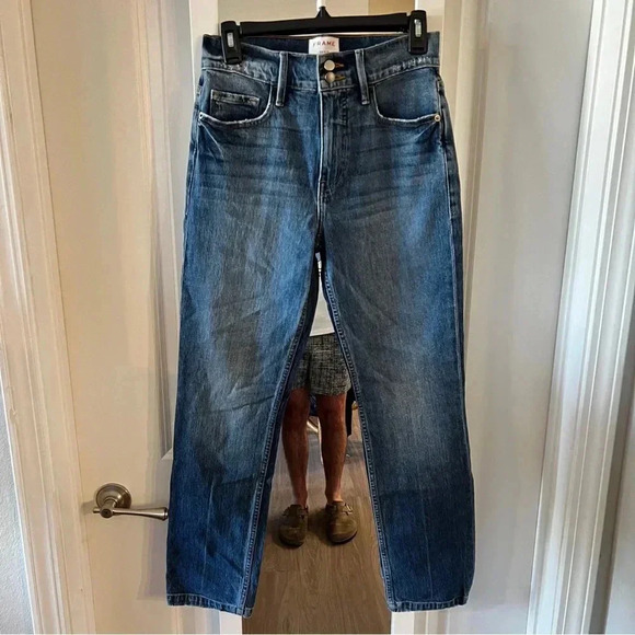 1053 FRAME Denim Heritage Le Sylvie Slender Straight Size 26 Color Blue - Picture 1 of 5